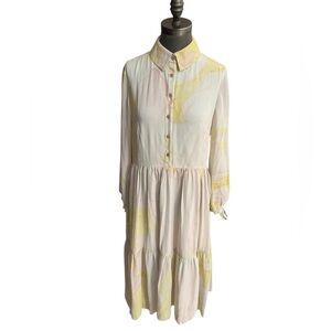 Edward Mongzar Silk Marbled Midi Dress Size 8